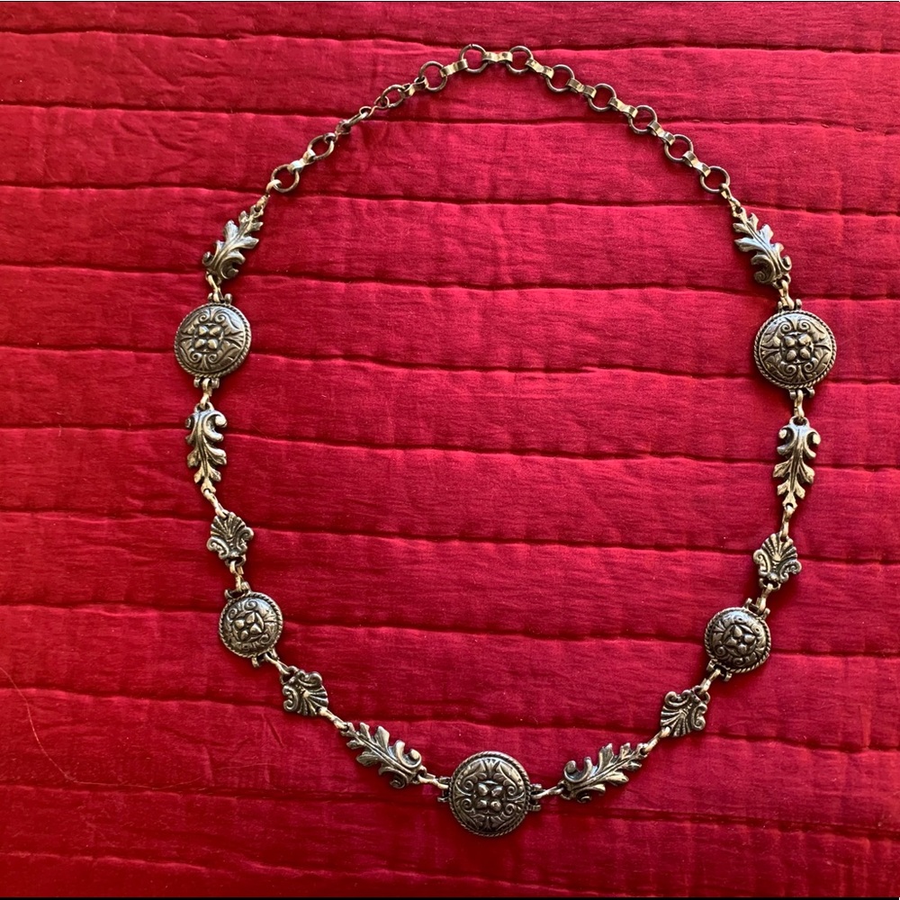 Vintage brushed silver chain belt